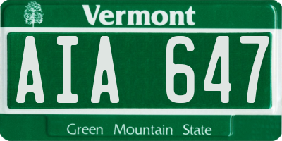 VT license plate AIA647