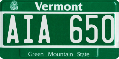 VT license plate AIA650