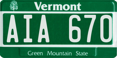 VT license plate AIA670