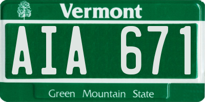 VT license plate AIA671