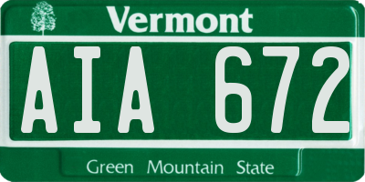 VT license plate AIA672