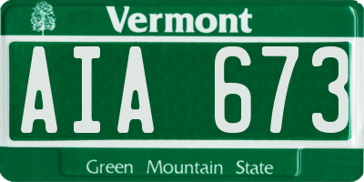 VT license plate AIA673
