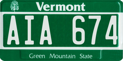 VT license plate AIA674