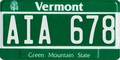 VT license plate AIA678