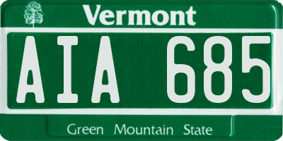 VT license plate AIA685