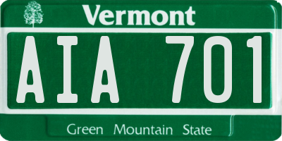 VT license plate AIA701