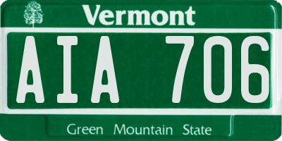 VT license plate AIA706