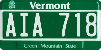 VT license plate AIA718