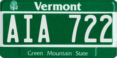 VT license plate AIA722
