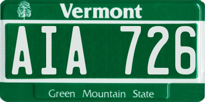 VT license plate AIA726
