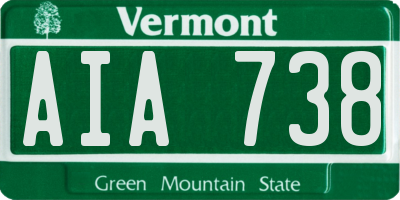VT license plate AIA738