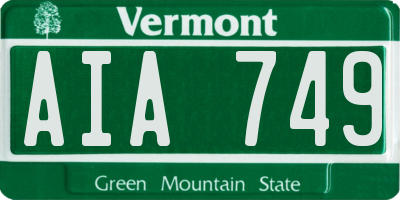 VT license plate AIA749