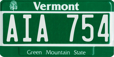 VT license plate AIA754