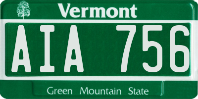 VT license plate AIA756