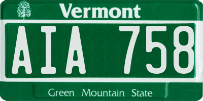 VT license plate AIA758