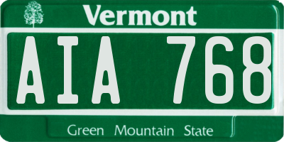 VT license plate AIA768