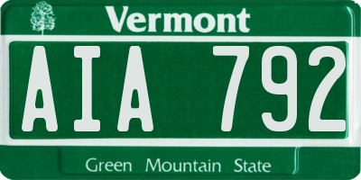 VT license plate AIA792
