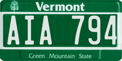 VT license plate AIA794