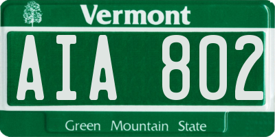 VT license plate AIA802