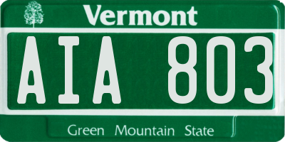 VT license plate AIA803
