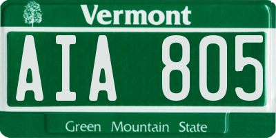 VT license plate AIA805