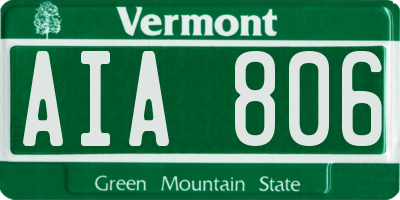 VT license plate AIA806