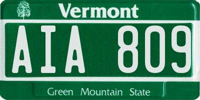 VT license plate AIA809