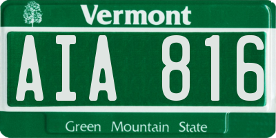 VT license plate AIA816