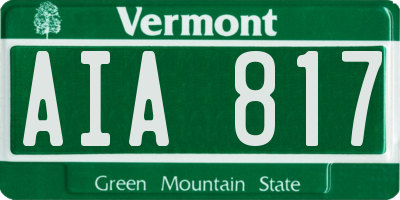 VT license plate AIA817