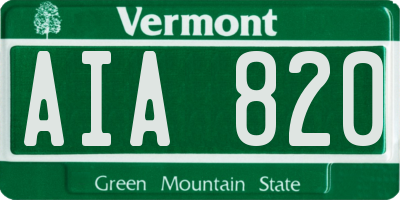 VT license plate AIA820