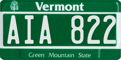 VT license plate AIA822