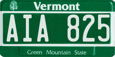 VT license plate AIA825