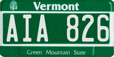 VT license plate AIA826