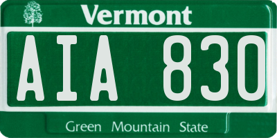 VT license plate AIA830