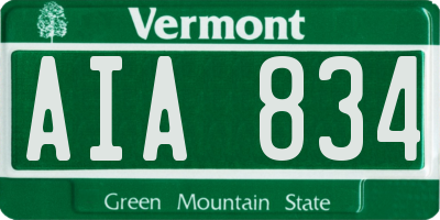 VT license plate AIA834