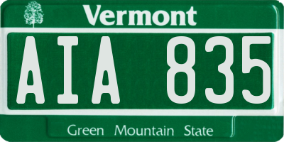 VT license plate AIA835