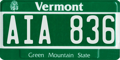VT license plate AIA836