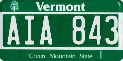 VT license plate AIA843