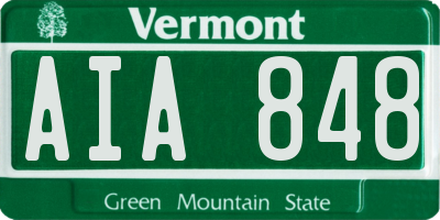 VT license plate AIA848