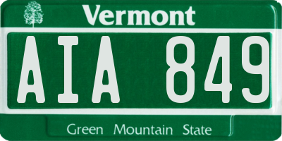 VT license plate AIA849
