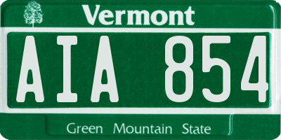 VT license plate AIA854