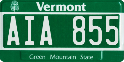 VT license plate AIA855