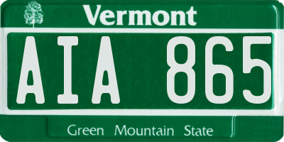 VT license plate AIA865