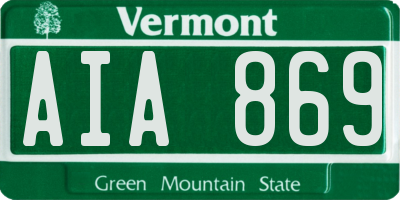 VT license plate AIA869
