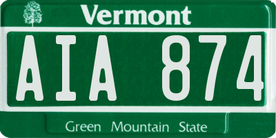 VT license plate AIA874