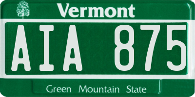 VT license plate AIA875