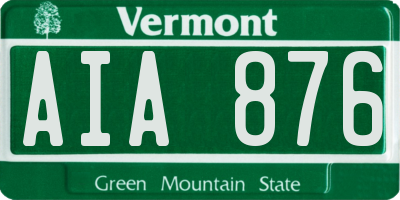 VT license plate AIA876