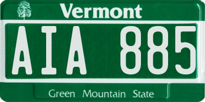 VT license plate AIA885