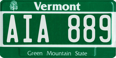 VT license plate AIA889