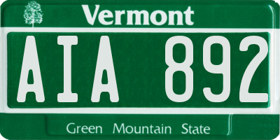 VT license plate AIA892